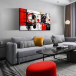 Alsingbago Large Abstract Canvas Wall Art for Living Room Bedroom Home Office Red Grey Black Abstract Canvas Prints Modern Wall Decor Ready to Hang Size 20×40