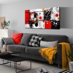 Alsingbago Large Abstract Canvas Wall Art for Living Room Bedroom Home Office Red Grey Black Abstract Canvas Prints Modern Wall Decor Ready to Hang Size 20×40