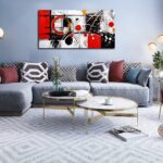 Alsingbago Large Abstract Canvas Wall Art for Living Room Bedroom Home Office Red Grey Black Abstract Canvas Prints Modern Wall Decor Ready to Hang Size 20×40