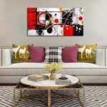 Alsingbago Large Abstract Canvas Wall Art for Living Room Bedroom Home Office Red Grey Black Abstract Canvas Prints Modern Wall Decor Ready to Hang Size 20×40