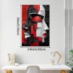 LyerArtork African American Canvas Wall Art Black and White Red Modern Abstract Portrait Face Picture Prints Neutral Artwork Wall Decor for Living Room Bedroom Office 24×36 inch