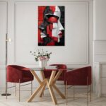 LyerArtork African American Canvas Wall Art Black and White Red Modern Abstract Portrait Face Picture Prints Neutral Artwork Wall Decor for Living Room Bedroom Office 24×36 inch