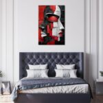 LyerArtork African American Canvas Wall Art Black and White Red Modern Abstract Portrait Face Picture Prints Neutral Artwork Wall Decor for Living Room Bedroom Office 24×36 inch