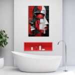 LyerArtork African American Canvas Wall Art Black and White Red Modern Abstract Portrait Face Picture Prints Neutral Artwork Wall Decor for Living Room Bedroom Office 24×36 inch