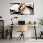 AUUZAIUA Large Abstract Canvas Wall Art for Living Room Black White and Gold Minimalist Line Artwork for Bedroom Office 20″x40″