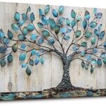 QIYILEXWART Canvas Wall Art For Living Room Wall Decor For Bedroom Office Wall Decoration Green Tree Landscape Painting Abstract Pictures Artwork Room Aesthetic Home Decor 20×40 In