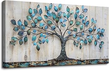 QIYILEXWART Canvas Wall Art For Living Room Wall Decor For Bedroom Office Wall Decoration Green Tree Landscape Painting Abstract Pictures Artwork Room Aesthetic Home Decor 20×40 In