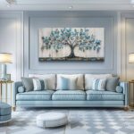 QIYILEXWART Canvas Wall Art For Living Room Wall Decor For Bedroom Office Wall Decoration Green Tree Landscape Painting Abstract Pictures Artwork Room Aesthetic Home Decor 20×40 In