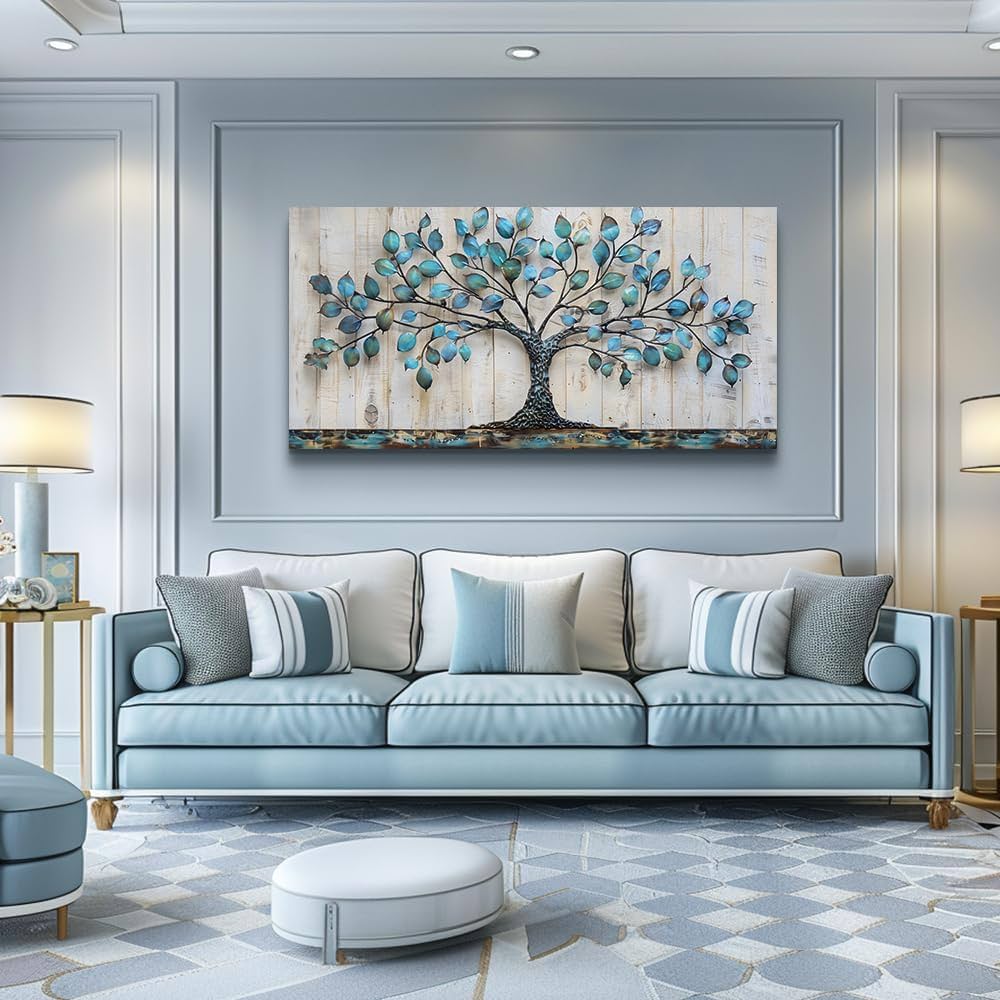 QIYILEXWART Canvas Wall Art For Living Room Wall Decor For Bedroom Office Wall Decoration Green Tree Landscape Painting Abstract Pictures Artwork Room Aesthetic Home Decor 20×40 In