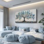 QIYILEXWART Canvas Wall Art For Living Room Wall Decor For Bedroom Office Wall Decoration Green Tree Landscape Painting Abstract Pictures Artwork Room Aesthetic Home Decor 20×40 In