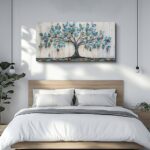 QIYILEXWART Canvas Wall Art For Living Room Wall Decor For Bedroom Office Wall Decoration Green Tree Landscape Painting Abstract Pictures Artwork Room Aesthetic Home Decor 20×40 In