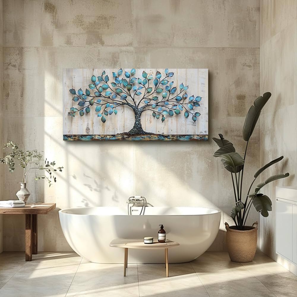 QIYILEXWART Canvas Wall Art For Living Room Wall Decor For Bedroom Office Wall Decoration Green Tree Landscape Painting Abstract Pictures Artwork Room Aesthetic Home Decor 20×40 In