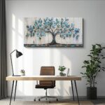 QIYILEXWART Canvas Wall Art For Living Room Wall Decor For Bedroom Office Wall Decoration Green Tree Landscape Painting Abstract Pictures Artwork Room Aesthetic Home Decor 20×40 In