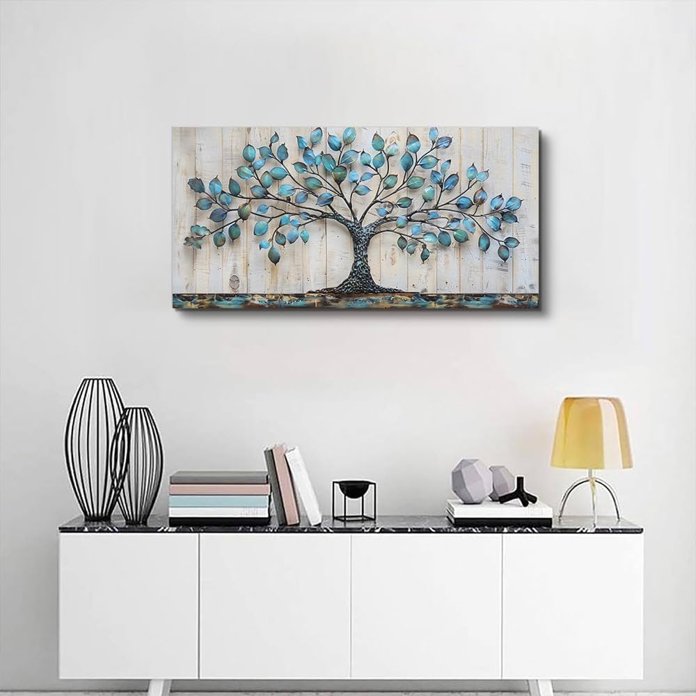 QIYILEXWART Canvas Wall Art For Living Room Wall Decor For Bedroom Office Wall Decoration Green Tree Landscape Painting Abstract Pictures Artwork Room Aesthetic Home Decor 20×40 In