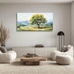 QIYILEXWART Canvas Wall Art For Living Room Wall Decor For Bedroom Office Wall Decoration Green Tree Landscape Painting Farmhouse Pictures Artwork Room Aesthetic Home Decor 20×40 In