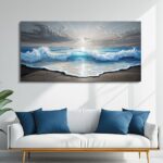 QIYILEXWART Canvas Wall Art For Living Room Wall Decor For Bedroom Office Wall Decoration Ocean Waves Landscape Painting Farmhouse Pictures Artwork Room Aesthetic Home Decor 20×40 In