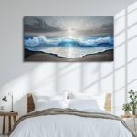 QIYILEXWART Canvas Wall Art For Living Room Wall Decor For Bedroom Office Wall Decoration Ocean Waves Landscape Painting Farmhouse Pictures Artwork Room Aesthetic Home Decor 20×40 In