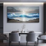 QIYILEXWART Canvas Wall Art For Living Room Wall Decor For Bedroom Office Wall Decoration Ocean Waves Landscape Painting Farmhouse Pictures Artwork Room Aesthetic Home Decor 20×40 In