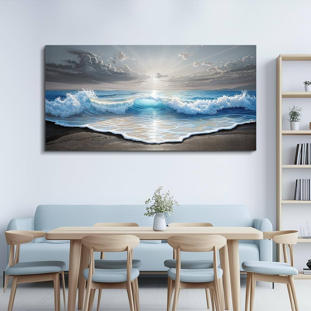QIYILEXWART Canvas Wall Art For Living Room Wall Decor For Bedroom Office Wall Decoration Ocean Waves Landscape Painting Farmhouse Pictures Artwork Room Aesthetic Home Decor 20×40 In