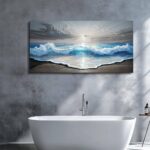 QIYILEXWART Canvas Wall Art For Living Room Wall Decor For Bedroom Office Wall Decoration Ocean Waves Landscape Painting Farmhouse Pictures Artwork Room Aesthetic Home Decor 20×40 In