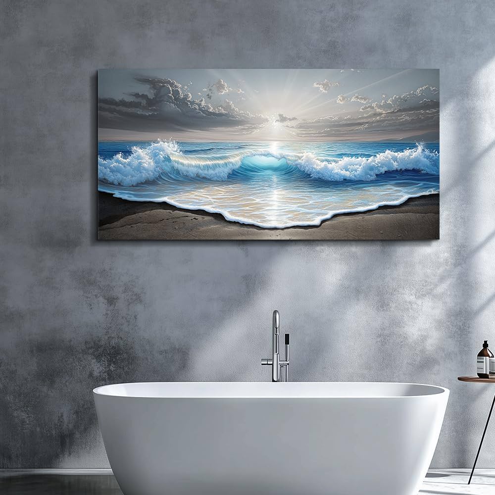 QIYILEXWART Canvas Wall Art For Living Room Wall Decor For Bedroom Office Wall Decoration Ocean Waves Landscape Painting Farmhouse Pictures Artwork Room Aesthetic Home Decor 20×40 In