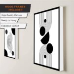 Framed Abstract Wall Art, Modern Boho Black and White Wall Decor Geometric Canvas Wall Art for Living Room Bedroom Bathroom Office, Ready to Hang (Set of 6, 8×10 Inch, Framed