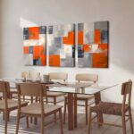 AUUAUU Abstract Geometric Canvas Wall Art Set of 3 Modern Minimalist Wall Decor 16×24 Inch Orange Black and White Paintings Posters Prints for Living Room Bedroom Office