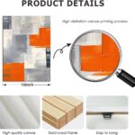 AUUAUU Abstract Geometric Canvas Wall Art Set of 3 Modern Minimalist Wall Decor 16×24 Inch Orange Black and White Paintings Posters Prints for Living Room Bedroom Office