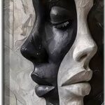 NSPYBRVV Modern Abstract Female Face Wall Art Trendy Black and White Wall Decor Black and White Abstract Female Portrait Canves Poster Painting for Kitchen Bathroom Living Room Aesthetic 12×16 inch