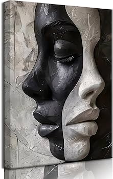 NSPYBRVV Modern Abstract Female Face Wall Art Trendy Black and White Wall Decor Black and White Abstract Female Portrait Canves Poster Painting for Kitchen Bathroom Living Room Aesthetic 12×16 inch
