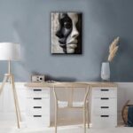 NSPYBRVV Modern Abstract Female Face Wall Art Trendy Black and White Wall Decor Black and White Abstract Female Portrait Canves Poster Painting for Kitchen Bathroom Living Room Aesthetic 12×16 inch