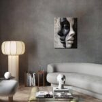 NSPYBRVV Modern Abstract Female Face Wall Art Trendy Black and White Wall Decor Black and White Abstract Female Portrait Canves Poster Painting for Kitchen Bathroom Living Room Aesthetic 12×16 inch