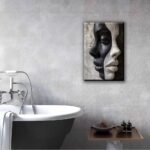 NSPYBRVV Modern Abstract Female Face Wall Art Trendy Black and White Wall Decor Black and White Abstract Female Portrait Canves Poster Painting for Kitchen Bathroom Living Room Aesthetic 12×16 inch