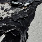 moshinart 24 x 36in Hand-Painted Oil Painting 3D Texture Black White Grey Modern Minimalist Black Abstract Wall Art, Home Office Wall Decoration Black White Grey Girl