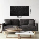 SKYRISE Large Hand Painting 3D Textured Canvas Wall Art for Living Room, Neutral Abstract Black Minimalismt Painting Handmade Picture Artwork Wall-Decor for Bedroom Office, Size 40×20 inches