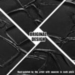 SKYRISE Large Hand Painting 3D Textured Canvas Wall Art for Living Room, Neutral Abstract Black Minimalismt Painting Handmade Picture Artwork Wall-Decor for Bedroom Office, Size 40×20 inches