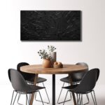 SKYRISE Large Hand Painting 3D Textured Canvas Wall Art for Living Room, Neutral Abstract Black Minimalismt Painting Handmade Picture Artwork Wall-Decor for Bedroom Office, Size 40×20 inches