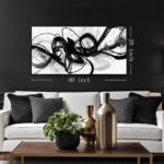 AUUZAIUA Abstract Wall Art for Living Room Black and White Swirl Lines Pictures Large Minimalist Artwork for Bedroom Kitchen Office Canvas Prints 20″x40″