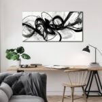 AUUZAIUA Abstract Wall Art for Living Room Black and White Swirl Lines Pictures Large Minimalist Artwork for Bedroom Kitchen Office Canvas Prints 20″x40″