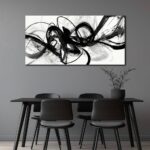 AUUZAIUA Abstract Wall Art for Living Room Black and White Swirl Lines Pictures Large Minimalist Artwork for Bedroom Kitchen Office Canvas Prints 20″x40″