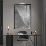 Framed Black And White Abstract Wall Art, Modern City Architecture Prints Paintings for Walls, Large Contemporary Geometric Lines Pictures for Living Room Dining Bedroom Hallway Home Decor 24×36 In