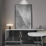 Framed Black And White Abstract Wall Art, Modern City Architecture Prints Paintings for Walls, Large Contemporary Geometric Lines Pictures for Living Room Dining Bedroom Hallway Home Decor 24×36 In