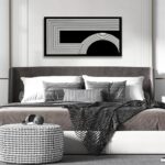 Abstract Wall Art Modern Canvas Art Wall Decor Geometric Line Canvas Artwork Print Paintings Black And White Art Modern Picture For Bedroom Art Office Home Decor 20″X 40″ With Framed