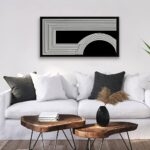 Abstract Wall Art Modern Canvas Art Wall Decor Geometric Line Canvas Artwork Print Paintings Black And White Art Modern Picture For Bedroom Art Office Home Decor 20″X 40″ With Framed