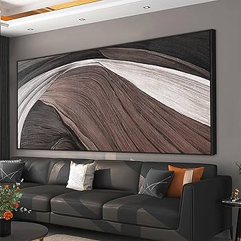 Abstract Wall Art Brown Canvas Art Wall Decor Print Abstract Wall Decor Modern Minimalist Black And White Canvas Painting Bathroom Picture For Bedroom Office Home Artwork 20″ X 40″ With Framed