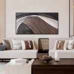Abstract Wall Art Brown Canvas Art Wall Decor Print Abstract Wall Decor Modern Minimalist Black And White Canvas Painting Bathroom Picture For Bedroom Office Home Artwork 20″ X 40″ With Framed