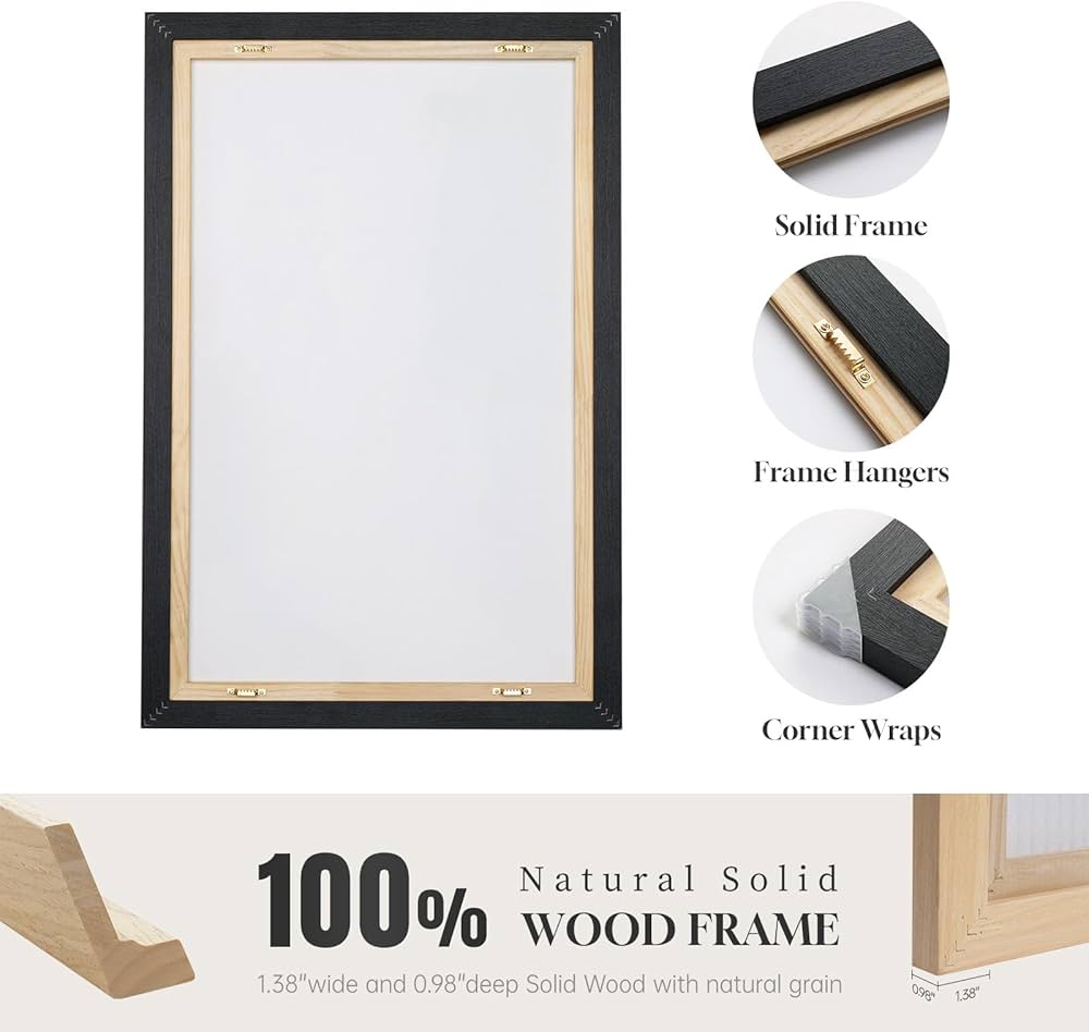 Framed Modern Black and White Wall Art, Modern Animal Panda Canvas Prints Paintings Artwork for Walls, Minimalist Panda Pictures for Living Room Bedroom Dining Room Lounge Office Wall Decor 24×36 In