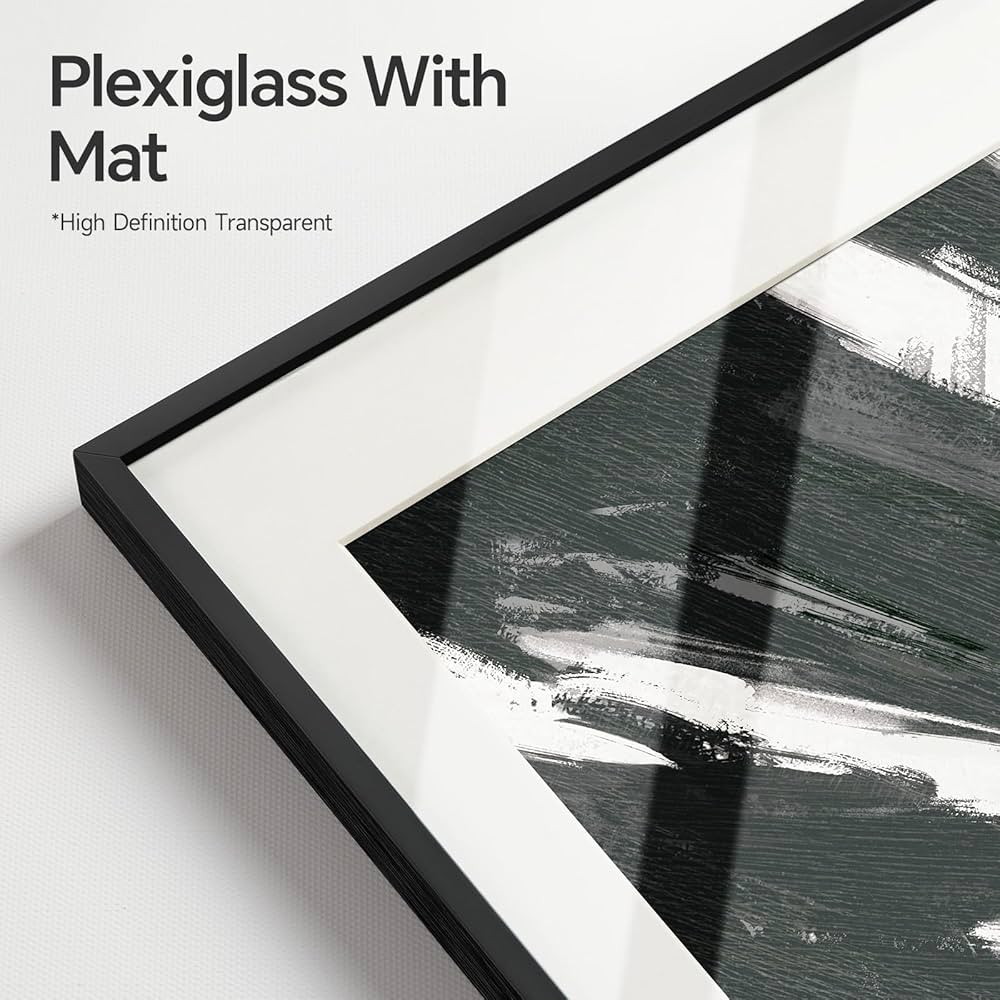 Large Framed Modern Black and White Wall Art, 2 Piece Minimalist Abstract Line Print Paintings, Bright Style Pictures Artwork Decor for Living Room Bedroom Dining Room Hallway 24×36 Inch