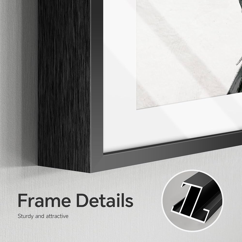 Large Framed Modern Black and White Wall Art, 2 Piece Minimalist Abstract Line Print Paintings, Bright Style Pictures Artwork Decor for Living Room Bedroom Dining Room Hallway 24×36 Inch