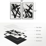 Large Framed Modern Black and White Wall Art, 2 Piece Minimalist Abstract Line Print Paintings, Bright Style Pictures Artwork Decor for Living Room Bedroom Dining Room Hallway 24×36 Inch